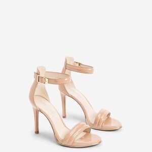 Kenneth Cole New York Tan Patent Leather Ankle-Strap Heels